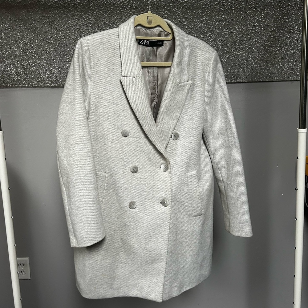 ZARA Pea coat, light gray